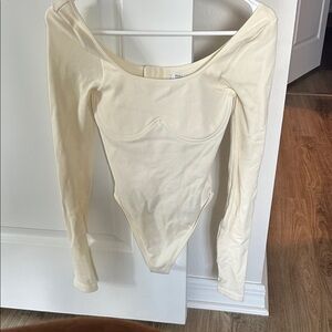 Forever 21 Off-White Long Sleeve Bodysuit